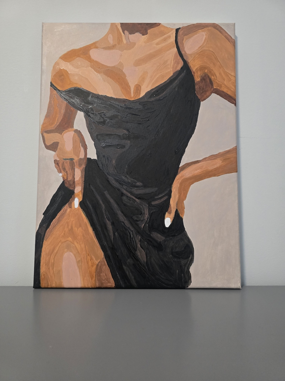 Abstract Femme in Black Dress Canvas Art - Contemporary Home Art
